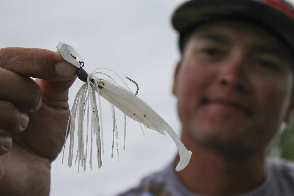 The California Kid likes to throw a Megabass 3-inch Spark Shad on a hand tied vibrating jig head.