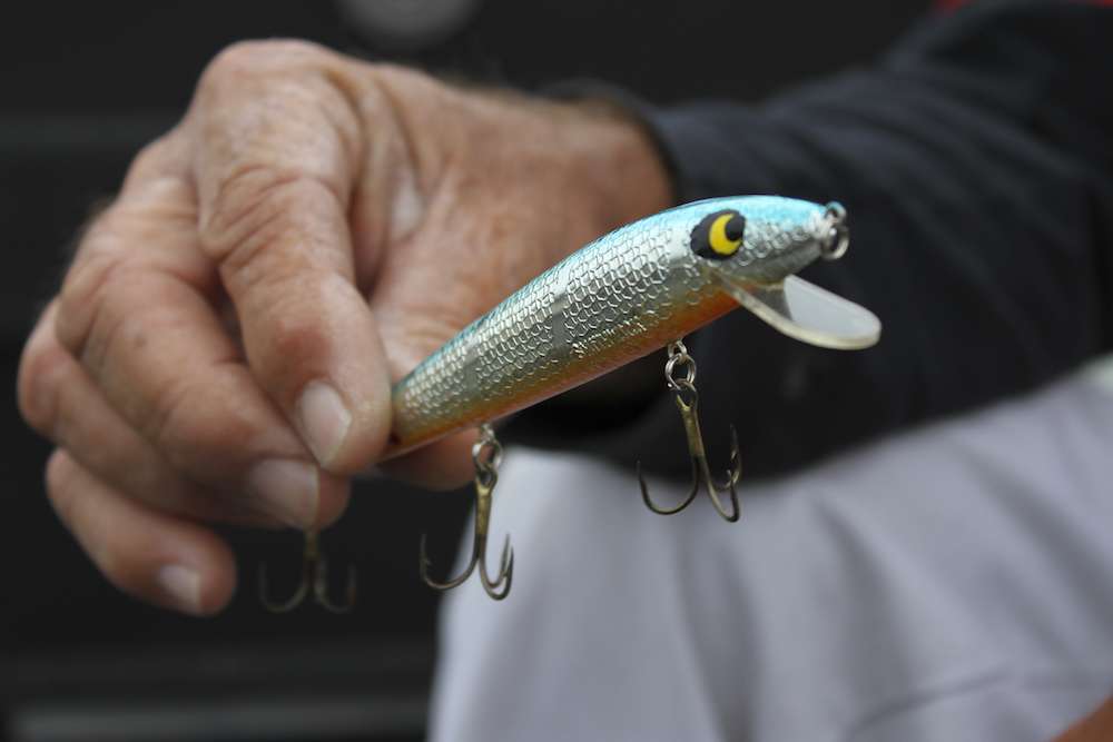A Smithwick Rogue jerkbait in shad patterns are important to Rowland.