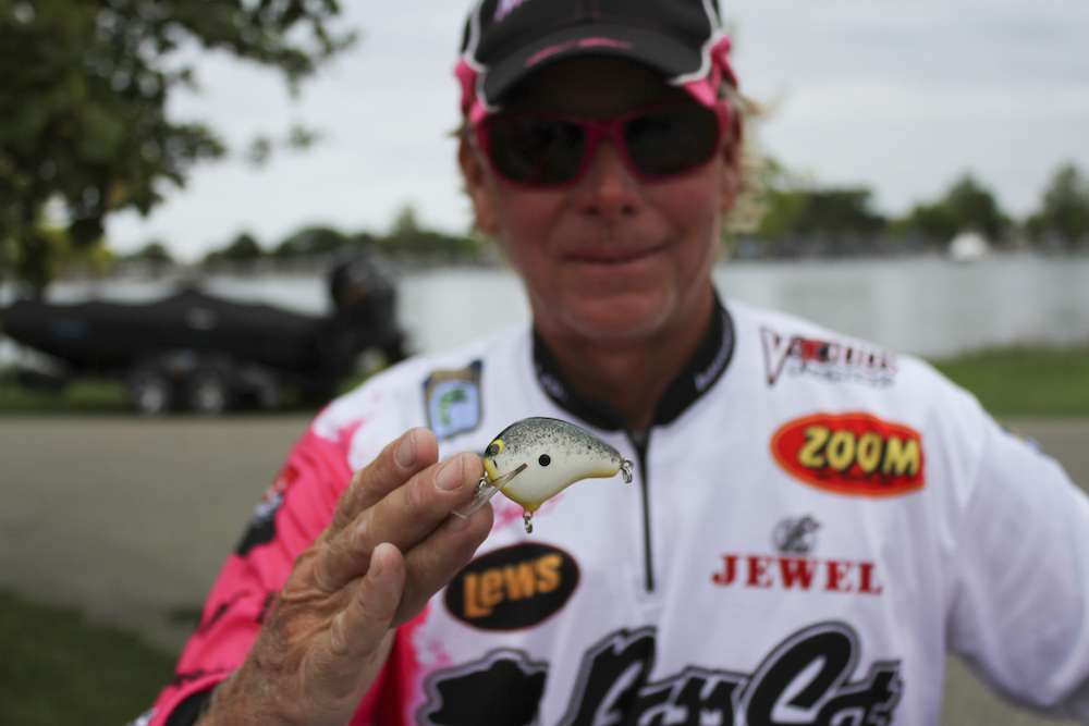 One of Short's most successful lures on the Elite Series throughout his career was a small square bill. For the fall he says the Peepers WEC. This one is in Splatter Back, but any shad pattern will do for Short.