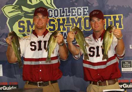 Southern Illinois' Scott Kehlenbrink and Rusty Reinoehl just couldn't get the bigger fish to bite in the hot Arkansas weather.