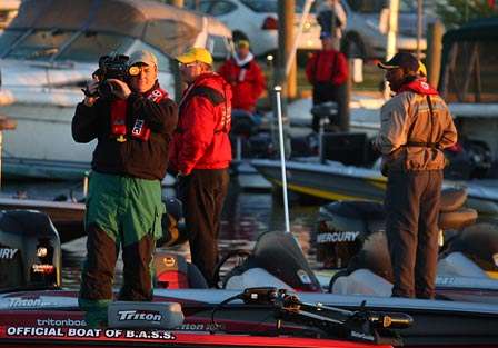 ESPN cameraman James Massey covers the takeoff on Day Two of the BASS Federation Championship on Florida's Lake Toho.