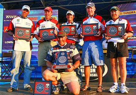 The winners of six classic berths; Mike Baskett (Western Division), Chris Loftus (Eastern Division), Jaime Laiche (Central Division), Brent Haimes (Northern Division), Richard Watson (Southern Division), and Jeff Freeman (front; Mid-Atlantic Division).
