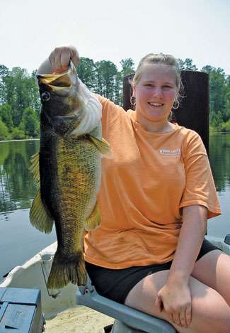 <strong>Lorrie Davis</strong>
<p>
	10 pounds, 4 ounces<br />
	Private Lake, Ala.<br />
	<b>Lure:</b> spinnerbait (yellow and red)</p>
