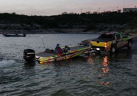 Scott Campbell is one of the first anglers to reload and leave the boat ramp.