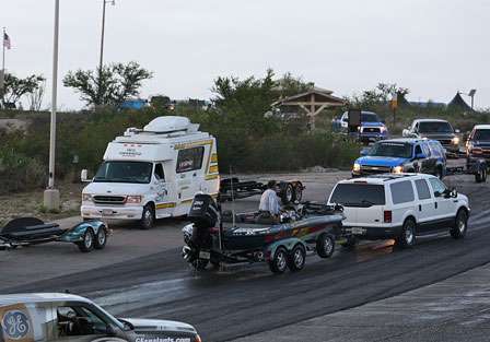 Many anglers had just launched their boats and had to immediately load their boats back on the trailer.