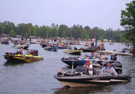 Always a popular venue, more than 175 boats wait to begin fishing this year's Open at Santee Cooper.
