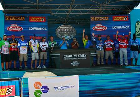 The top twelve Elite series anglers after Day Three at the Carolina Clash at Lake Murray.