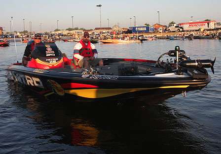 Kevin VanDam, one of the best-known bass fisherman in the world, takes his place in the line up for launch.