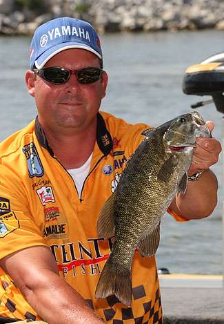 Pat Golden caught one of the few smallmouth bass weighed in on Day One of the Southern Challenge. 