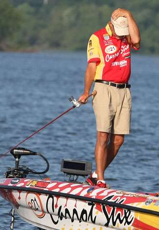 Boyd Duckett reacts to losing a good fish at the boat.
