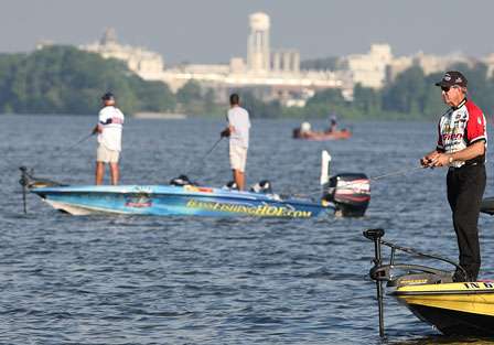 Guy Eaker and Mike Wurm were fishing close together early on Day Two.