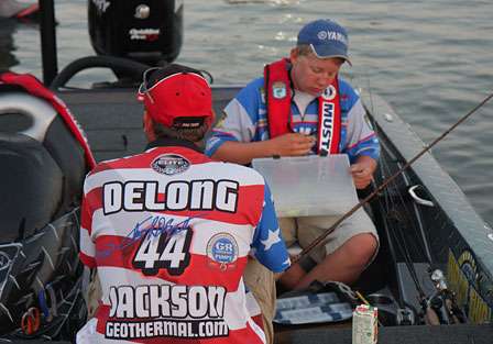 Alton Jones Jr. is fishing with pro Glenn Delong on Day Three. Alton said he hoped he could get two big bites today to climb higher in the standings.