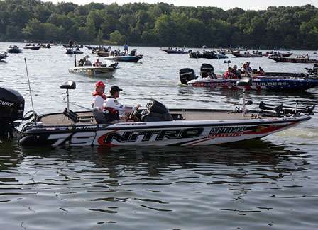 Pros wait for their flights to be called on Day One of the Bluegrass Brawl presented by DieHard Platinum Marine Batteries.