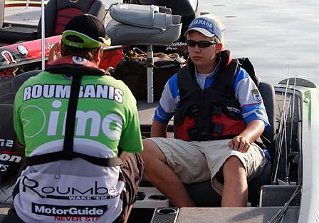 Fred Roumbanis (foreground) will fish with co-angler Alton Jones Jr. on Day One of the Bluegrass Brawl.