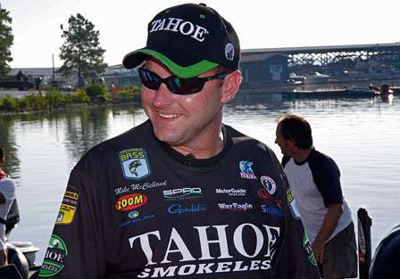 Mike McClelland carries his one time sponsor Tahoe Smokeless Tobacco into the final day of fishing; he will start the day in seventh place.