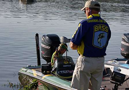 BASS Officials go through pre-launch inspections with each angler.
