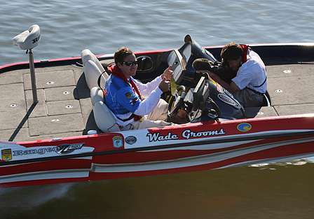Elite Series rookie Wade Grooms is fishing his first top 12 and is in 5th place with 56 pounds.