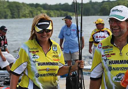 Mr. and Mrs. Bass are both fishing as co-anglers in the Tennessee Triumph. Michael Bass won as a co-angler in the last Elite Series event on Kentucky Lake, and his wife, Lila, competes as a professional angler on the WBT.