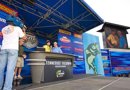 Skeet Reese talked on stage about the Toyota Tundra Bassmaster Angler of the Year standings and how he felt his chances were for a repeat title.