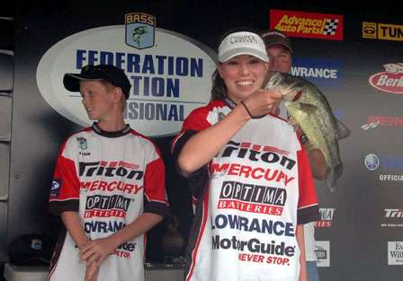 Kansas state champion Brandy Branine finished fifth in the 15-18 age group by catching this 2-pound, 7-ounce largemouth on a Senko.