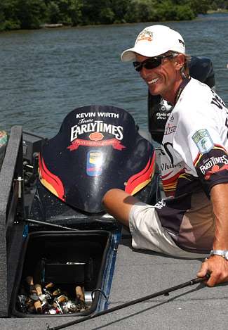 Kevin Wirth reacts after being asked on the dock if he had caught enough fish to win.