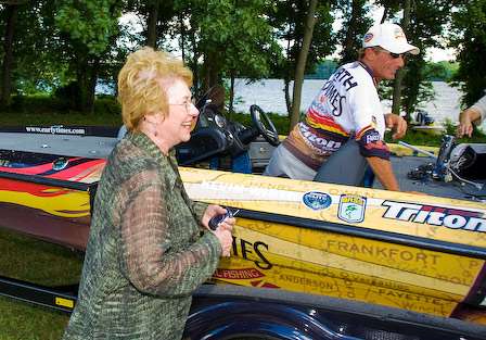 Kevin Wirth's mother, Dorleen Garrett, was at the weigh-in to watch her son win his first BASS event in 14 years.