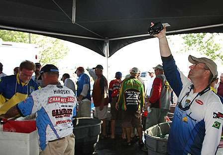 Co-angler Marcos Malucelli is chronicling his co-angler experience with a video camera during the Empire Chase. Malucelli is in third place on the co-angler side of the tournament with 12 pounds, 11 ounces. 