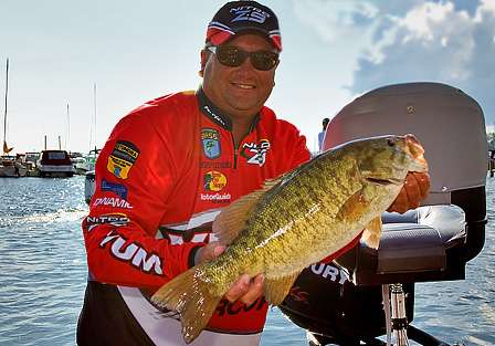 Matt Reed, with the Day One Purolator Big Bass weighing 5 pounds, 10 ounces, has taken the overall lead with 23 pounds, 3 ounces. 