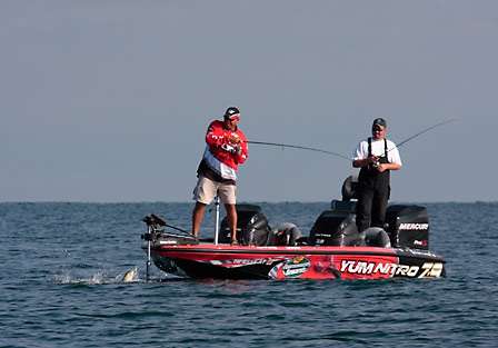 Matt Reed continues his onslaught of Lake Erie early on Day Three of the Empire Chase. Reed was bumped to second place in the standings after Michael Iaconelli weighed in 22-15 on Day Two.