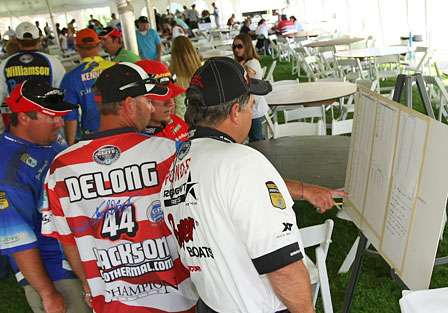 With careers on the line and Oneida Lake being the last tournament of the 2008 Elite Series season, the updated points bulletin board was a mandatory stop for most of the Elite Series contenders. 