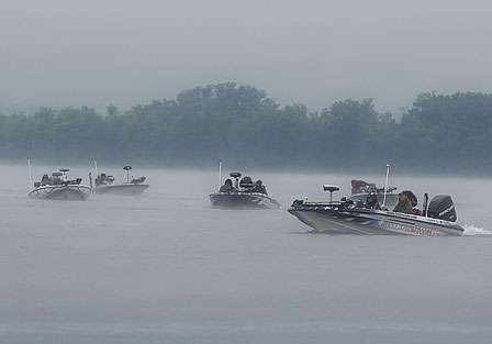 After fishing in multiple thunderstorm cells that rolled across Oneida Lake on Day One, anglers were once again met with rain during the launch of Day Two.