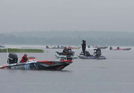 Contenders make their way from the boat ramp and adjust their tackle before the Day Two launch on Oneida Lake.