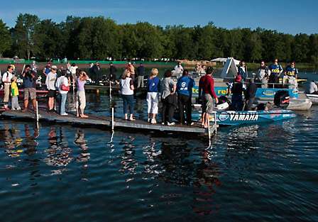 The dock was full of angler families and media members as the launch neared.