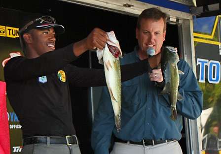 Jelani Hennessey climbed into fourth place on the co-angler side going into the final day with an 18 pound, 11 ounce two-day total.