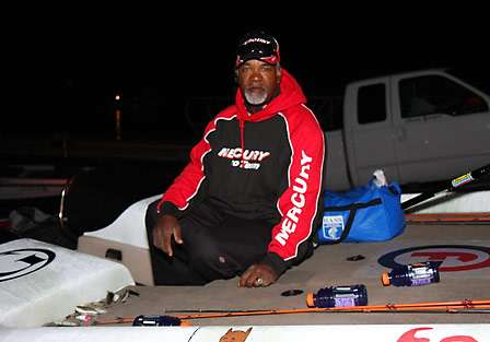 Curtis Reeves is backed into Lake Guntersville as he makes final preparations for the first day of competition.