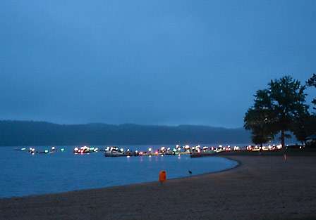 Boats begin to gather around the docks at Lake Guntersville State Park as the time for launch gets closer.