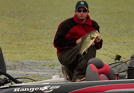 Tharp's co-angler for Day Two, Will Butler, takes advantage of being in the boat with the Day One leader. 