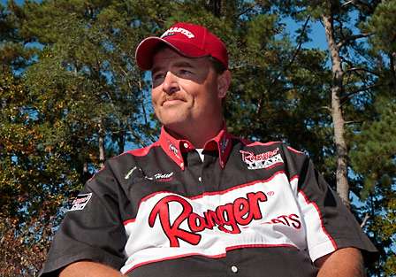 Co-Angler William Helton sweats it out from the hot seat just off stage.