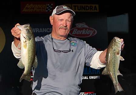Co-angler Larry Rike leads the Day One co-angler standings with four fish weighing 10-15.