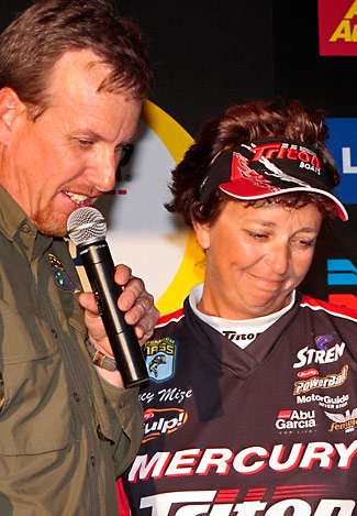 WBT pro Lucy Mize looks to the scales for her weight as BASS senior tournament manager Chris Bowes talks about her year with the WBT.