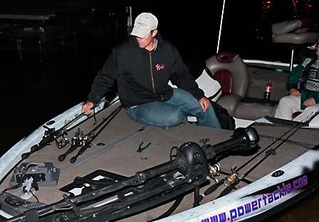 Pro Keith Combs worked on his gear near the launch ramp as the later arrivals began to show.