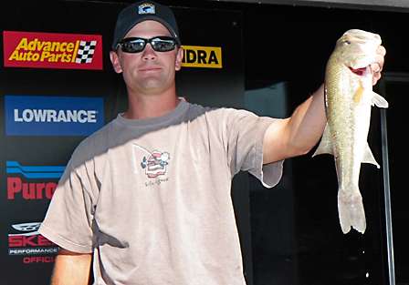 Co-angler Trey Albright took the early lead on the co-angler side of the Central Open 3 and was placed in the hot seat on stage.