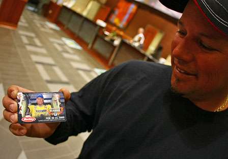 Bobby Lane, fishing his second Classic, was impressed that his hotel room key had his picture on it.