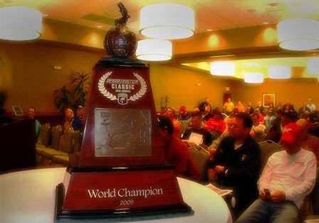 The Bassmaster Classic trophy that will be presented at the end of the 2009 Bassmaster Classic.
