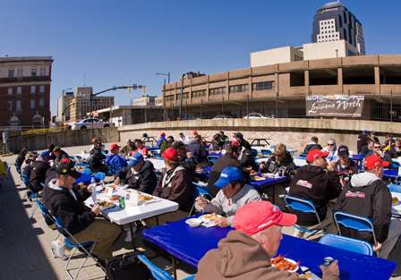 Anglers enjoyed lunch in the shadow of downtown Shreveport, La.