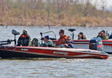 There were hundreds of spectator boats watching the 51 Classic anglers fish the Red River.
