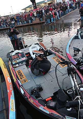 Michael Iaconelli break dances on the deck of his boat at the request of a fan.