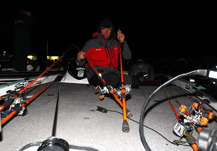 Byron Velvick (50th, 1-0) gets his gear ready for long before the Day Two launch.