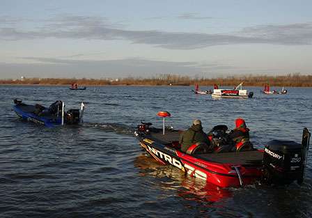 The anglers went out in reverse order on Day Two, leaving 2008 Toyota Tundra Angler of the Year Kevin VanDam launching last.