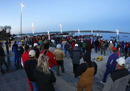 A crowd of more than 500 people showed up to watch the anglers launch.